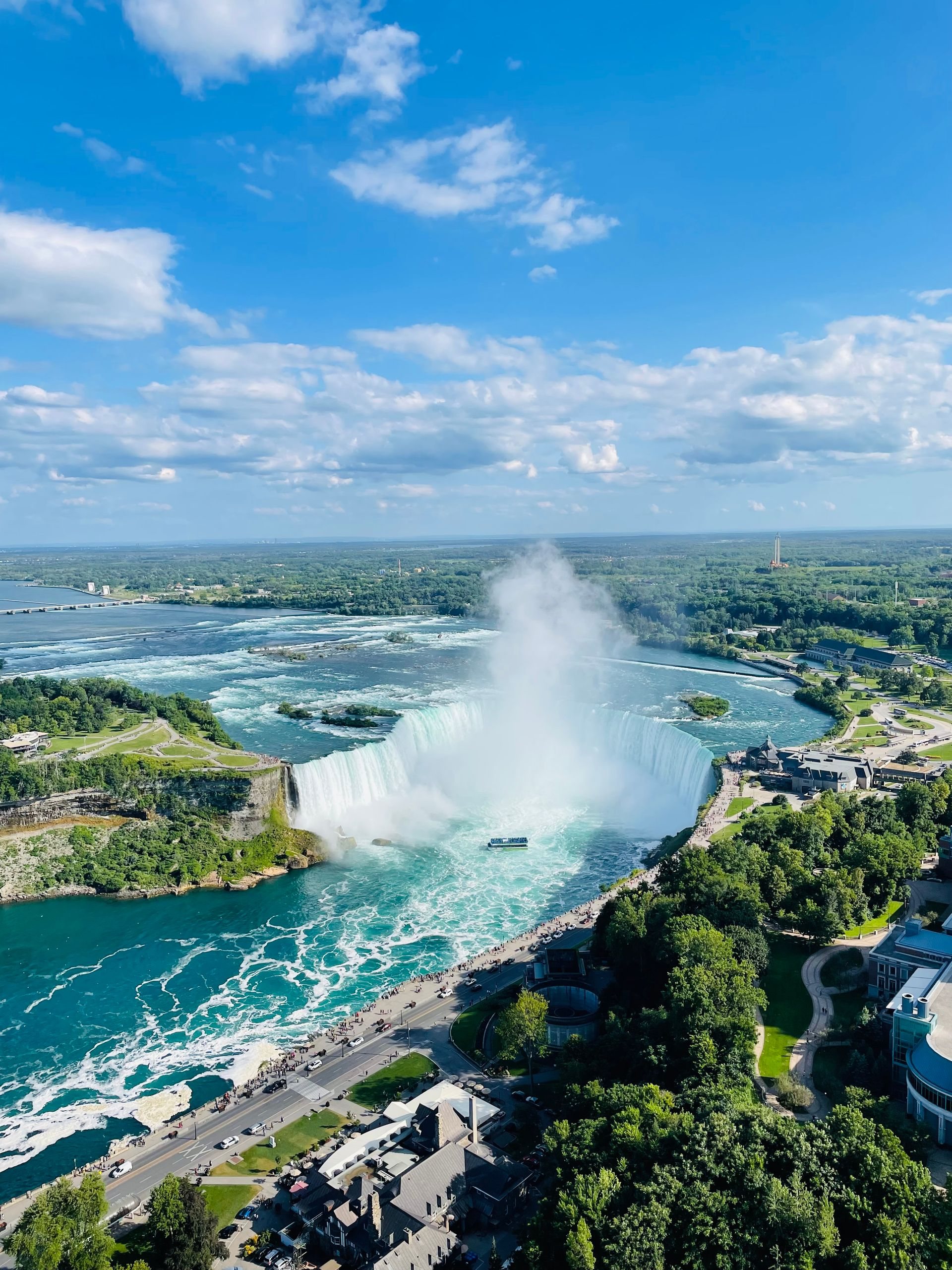 Aerial view of the Horseshoe Falls, the largest of the three waterfalls at Niagara